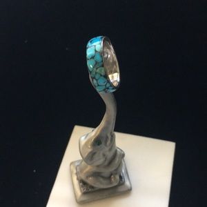 Sterling inlay Turquoise Ring, thumb ring